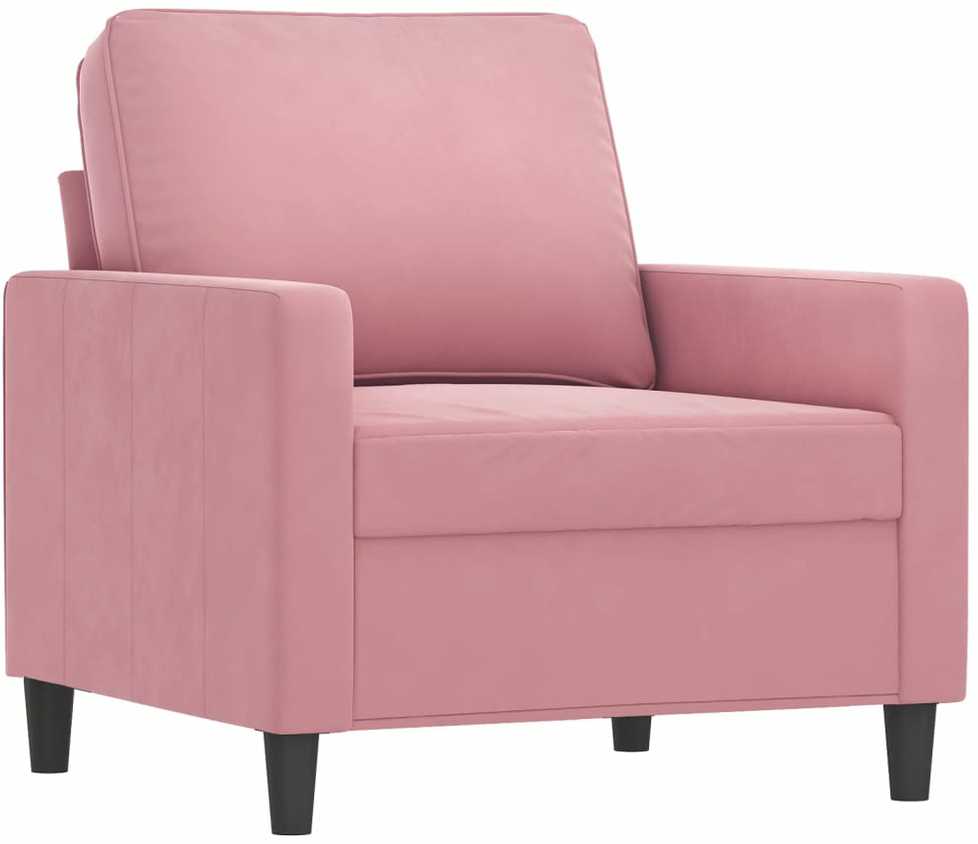 Sofa Sofos komplektas su pagalvėmis, 3 dalių, rožinis, aksomas