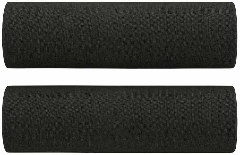 Sofa Sofos komplektas su pagalvėmis, 3 dalių, juodas, audinys