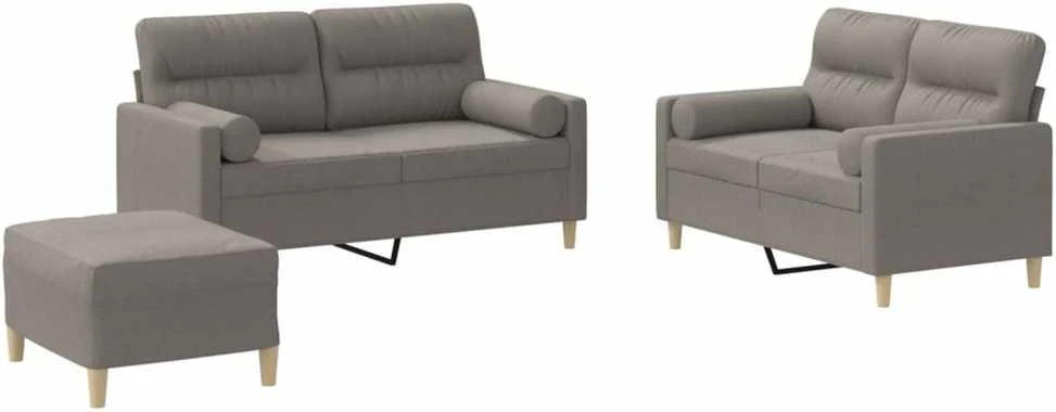 Sofa Sofos komplektas su pagalvėmis, 3 dalių, taupe, audinys