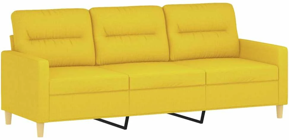 Sofa Sofos komplektas su pagalvėmis, 3 dalių, geltonas, audinys