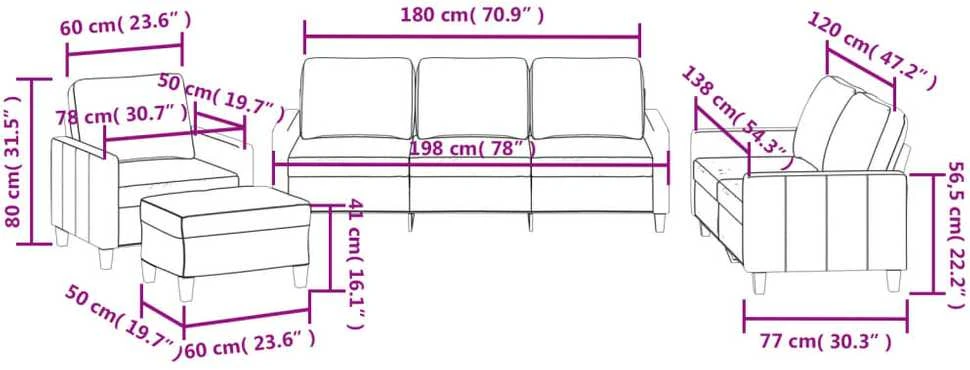 Sofa Sofos komplektas su pagalvėmis, 4 dalių, kapučino, dirbtinė oda