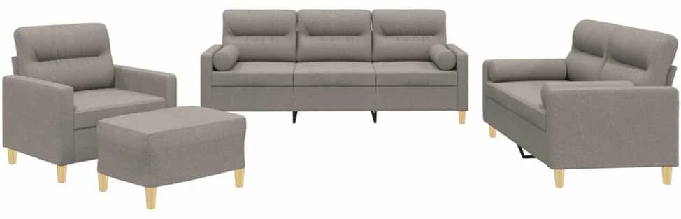 Sofa Sofos komplektas su pagalvėmis, 4 dalių, taupe, audinys