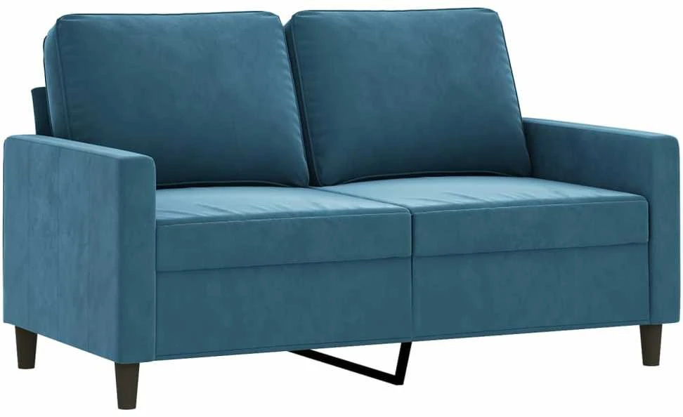 Sofa Sofos komplektas su pagalvėmis, 4 dalių, mėlynas, aksomas