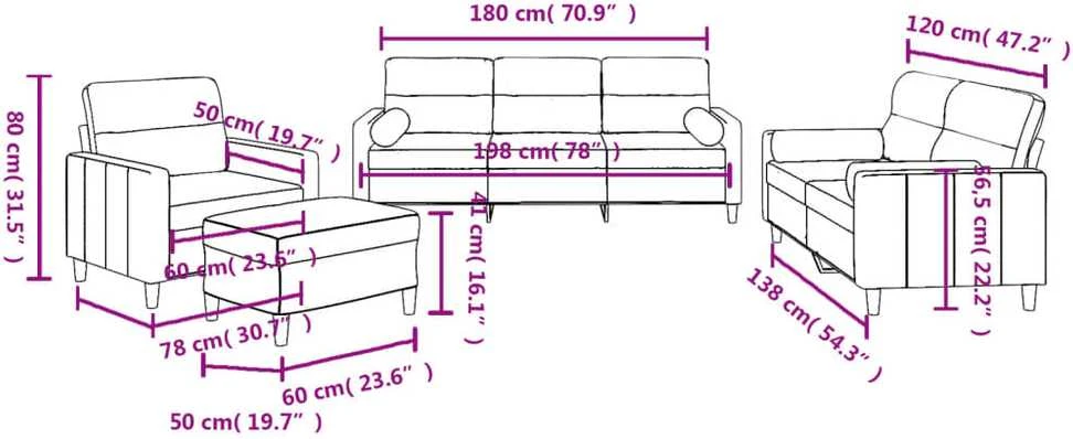 Sofa Sofos komplektas su pagalvėmis, 4 dalių, vyno, audinys