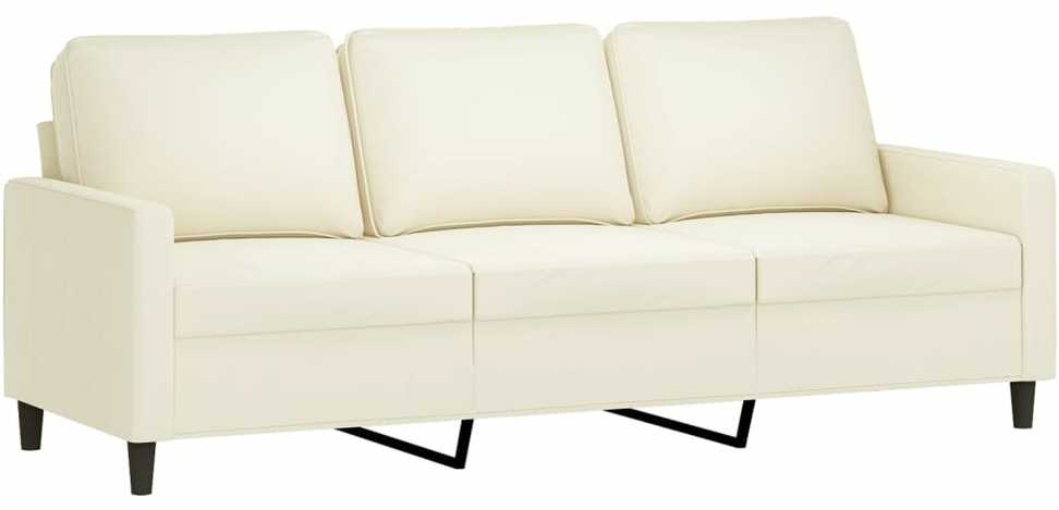 Sofa Sofos komplektas su pagalvėmis, 4 dalių, kreminis, aksomas