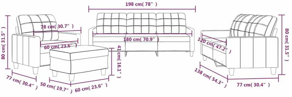 Sofa Sofos komplektas su pagalvėmis, 4 dalių, kreminis, dirbtinė oda
