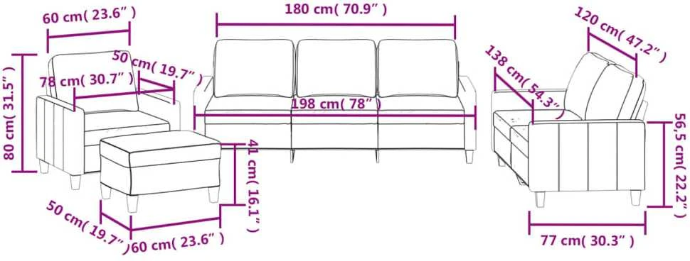 Sofa Sofos komplektas su pagalvėmis, 4 dalių, kreminis, dirbtinė oda