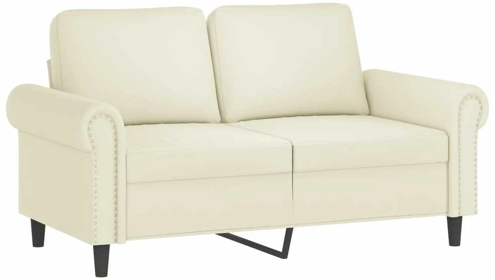 Sofa Sofos komplektas su pagalvėmis, 4 dalių, kreminis, aksomas