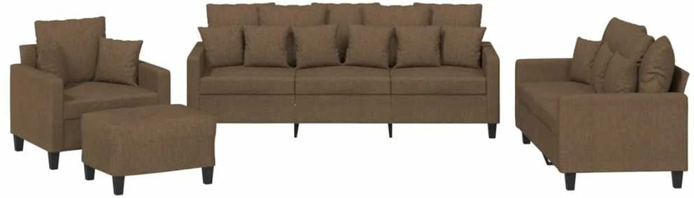 Sofa Sofos komplektas su pagalvėmis, 4 dalių, rudas, audinys