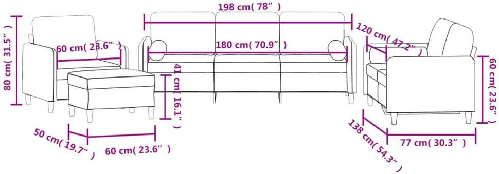 Sofa Sofos komplektas su pagalvėmis, 4 dalių, žalias, aksomas