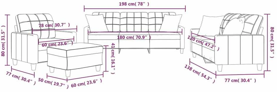 Sofa Sofos komplektas su pagalvėmis, 4 dalių, pilkas, dirbtinė oda