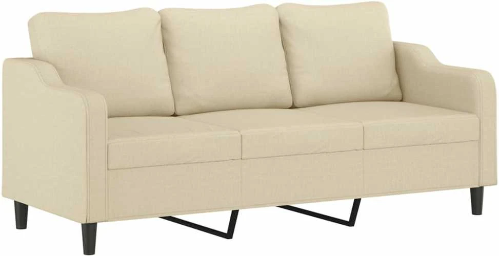 Sofa Sofos komplektas su pagalvėmis, 4 dalių, kreminis, audinys