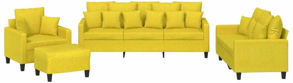 Sofa Sofos komplektas su pagalvėmis, 4 dalių, geltonas, audinys