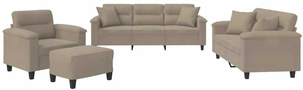 Sofa Sofos komplektas su pagalvėmis, 4 dalių, taupe, audinys