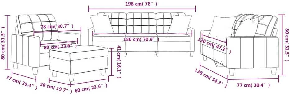 Sofa Sofos komplektas su pagalvėmis, 4 dalių, juodas, dirbtinė oda