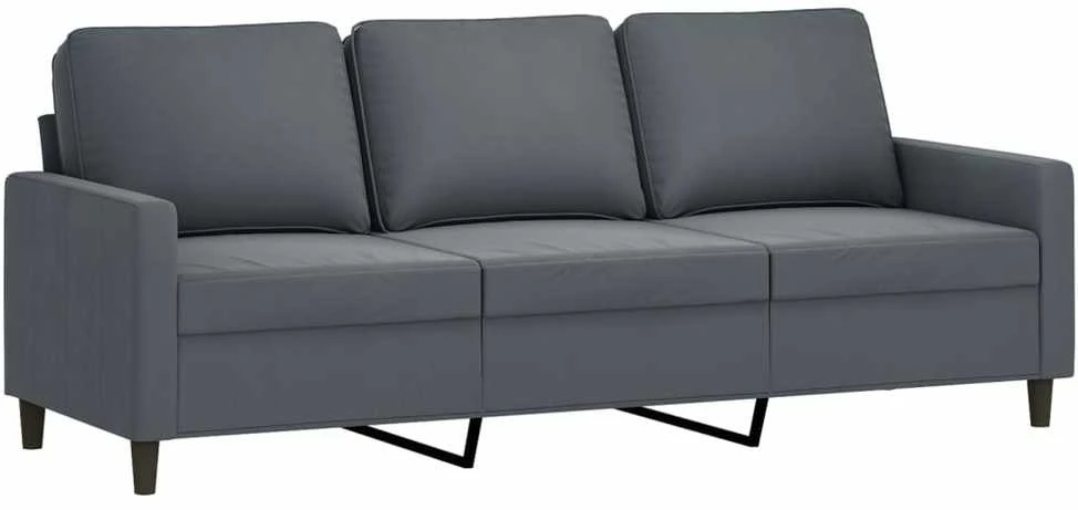 Sofa Sofos komplektas su pagalvėmis, 4 dalių, pilkas, aksomas