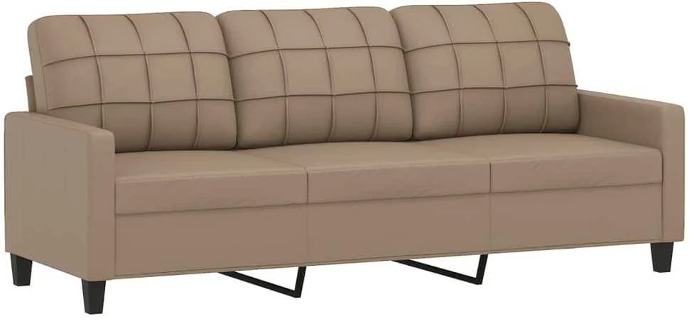 Sofa Sofos komplektas su pagalvėmis, 4 dalių, kapučino, dirbtinė oda