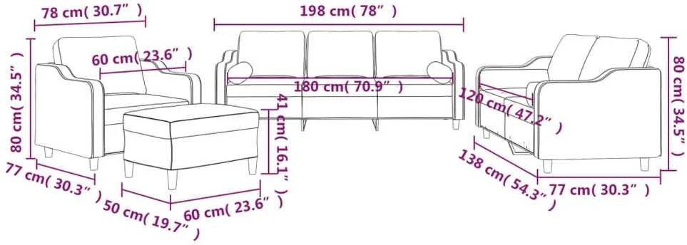 Sofa Sofos komplektas su pagalvėmis, 4 dalių, pilkas, audinys