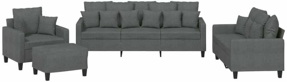 Sofa Sofos komplektas su pagalvėmis, 4 dalių, pilkas, audinys