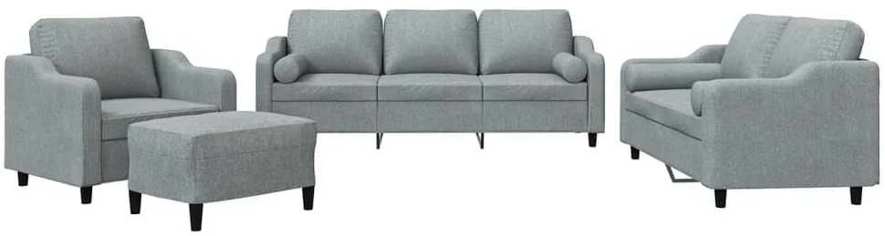 Sofa Sofos komplektas su pagalvėmis, 4 dalių, pilkas, audinys
