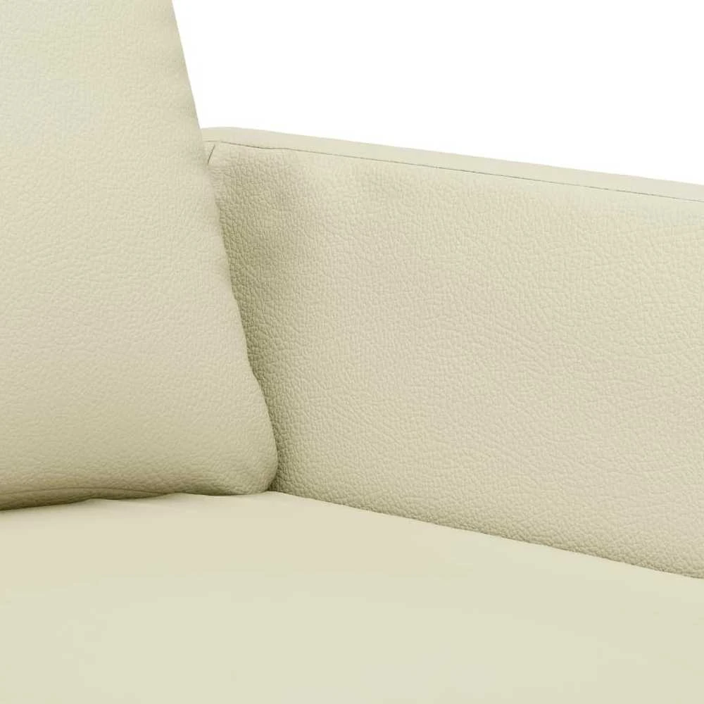 Sofa Sofos komplektas su pagalvėmis, 4 dalių, kreminis, dirbtinė oda