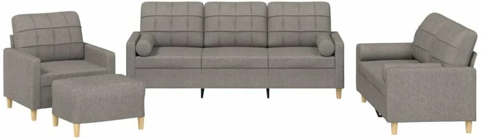 Sofa Sofos komplektas su pagalvėmis, 4 dalių, taupe, audinys