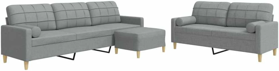 Sofa Sofos komplektas su pagalvėmis/pakoja, 3 dalių, taupe, audinys