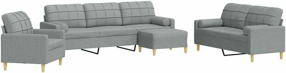 Sofa Sofos komplektas su pagalvėmis/pakoja, 4 dalių, taupe, audinys