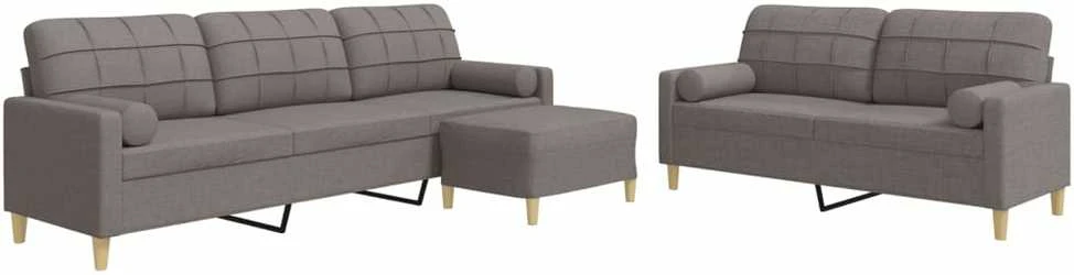 Sofa Sofos komplektas su pagalvėmis/pakoja, 3 dalių, taupe, audinys