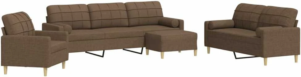 Sofa Sofos komplektas su pagalvėmis/pakoja, 4 dalių, juoda, audinys