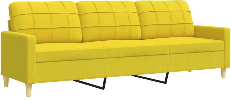 Sofa Sofos komplektas su pakoja, 3 dalių, geltonas, audinys