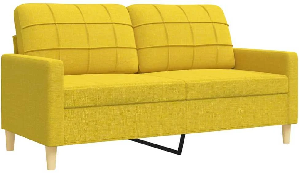 Sofa Sofos komplektas su pakoja, 3 dalių, geltonas, audinys