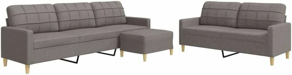 Sofa Sofos komplektas su pakoja, 3 dalių, taupe, audinys