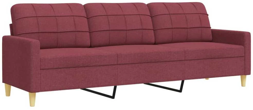 Sofa Sofos komplektas su pakoja, 4 dalių, vyno, audinys