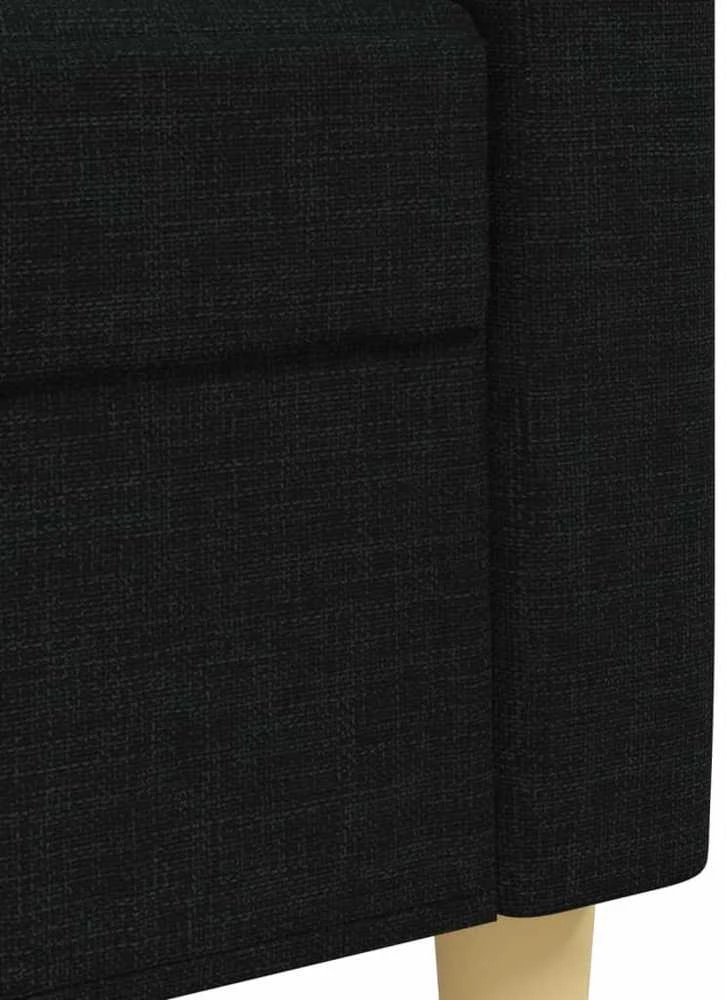 Sofa Sofos komplektas su pakoja, 4 dalių, juodas, audinys
