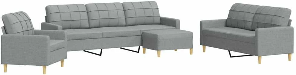 Sofa Sofos komplektas su pakoja, 4 dalių, pilkas, audinys