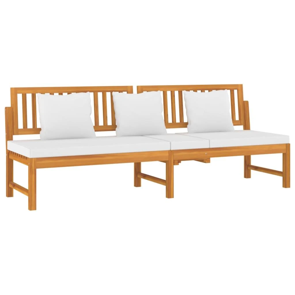 Sofa su kreminėmis pagalvėlėmis, 200x60x75cm, akacijos masyvas