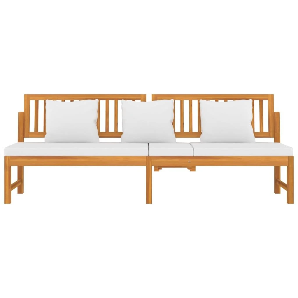 Sofa su kreminėmis pagalvėlėmis, 200x60x75cm, akacijos masyvas