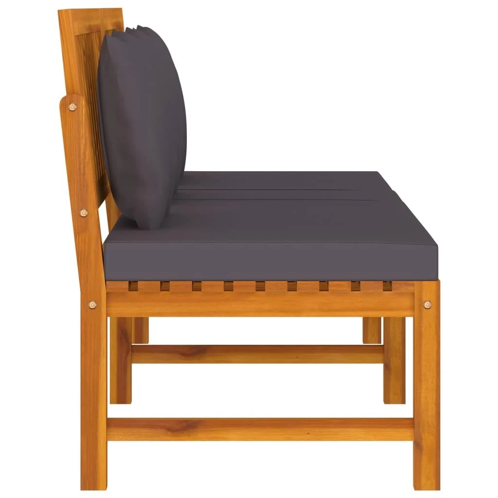 Sofa su pilkomis pagalvėlėmis, 200x60x75cm, akacijos masyvas