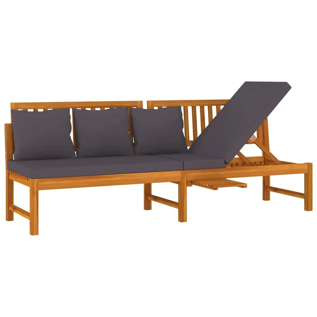 Sofa su pilkomis pagalvėlėmis, 200x60x75cm, akacijos masyvas