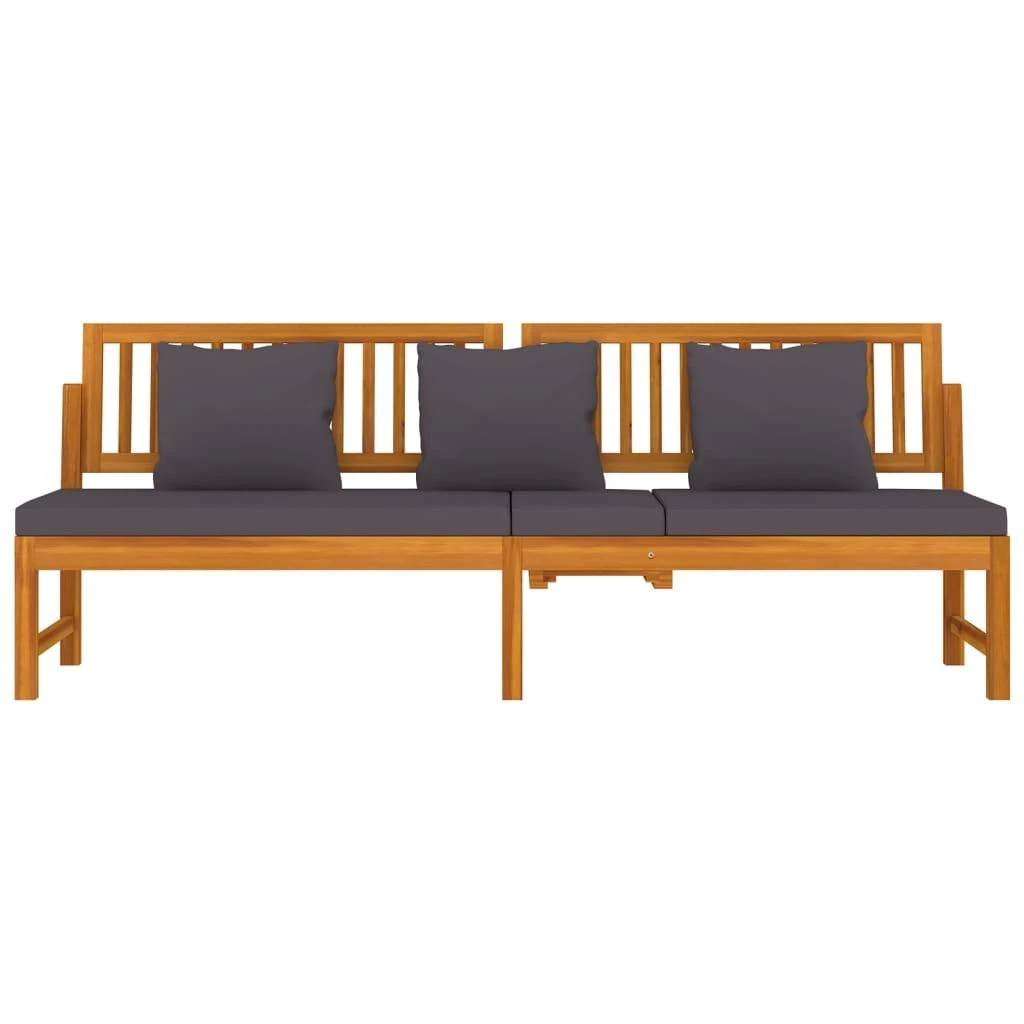 Sofa su pilkomis pagalvėlėmis, 200x60x75cm, akacijos masyvas