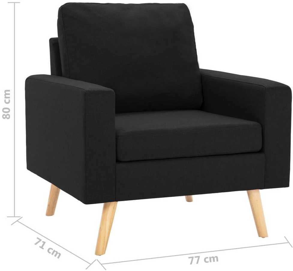 Sofa Sofos komplektas, 2 dalių, juodas, audinys (288702+288712)