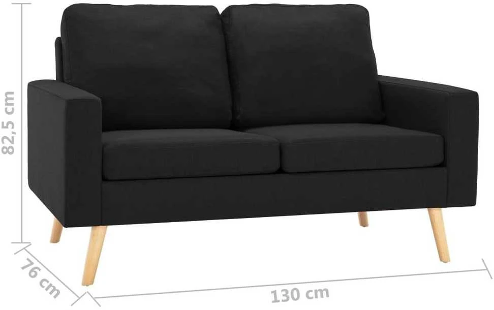 Sofa Sofos komplektas, 2 dalių, juodas, audinys (288702+288712)