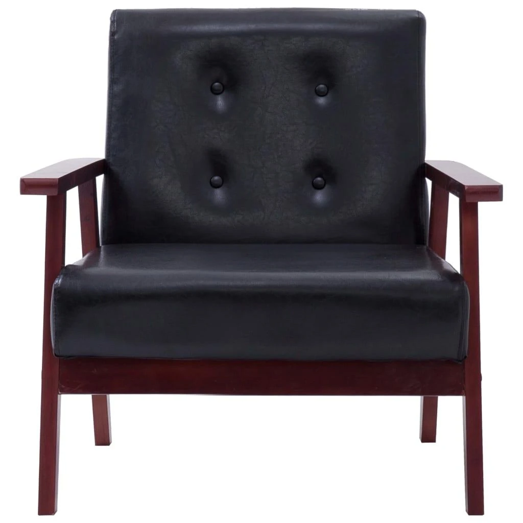 Sofa Sofos komplektas, 2 dalių, juodos spalvos, dirbtinė oda