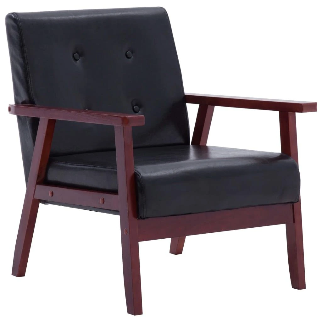 Sofa Sofos komplektas, 2 dalių, juodos spalvos, dirbtinė oda