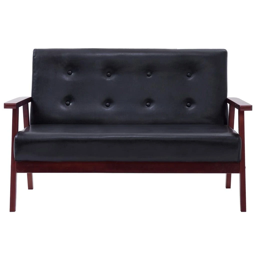 Sofa Sofos komplektas, 2 dalių, juodos spalvos, dirbtinė oda