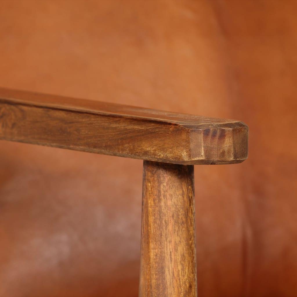 Sofa Sofos komplektas, 2 dalių, rudas, tikra oda ir akacijos masyvas