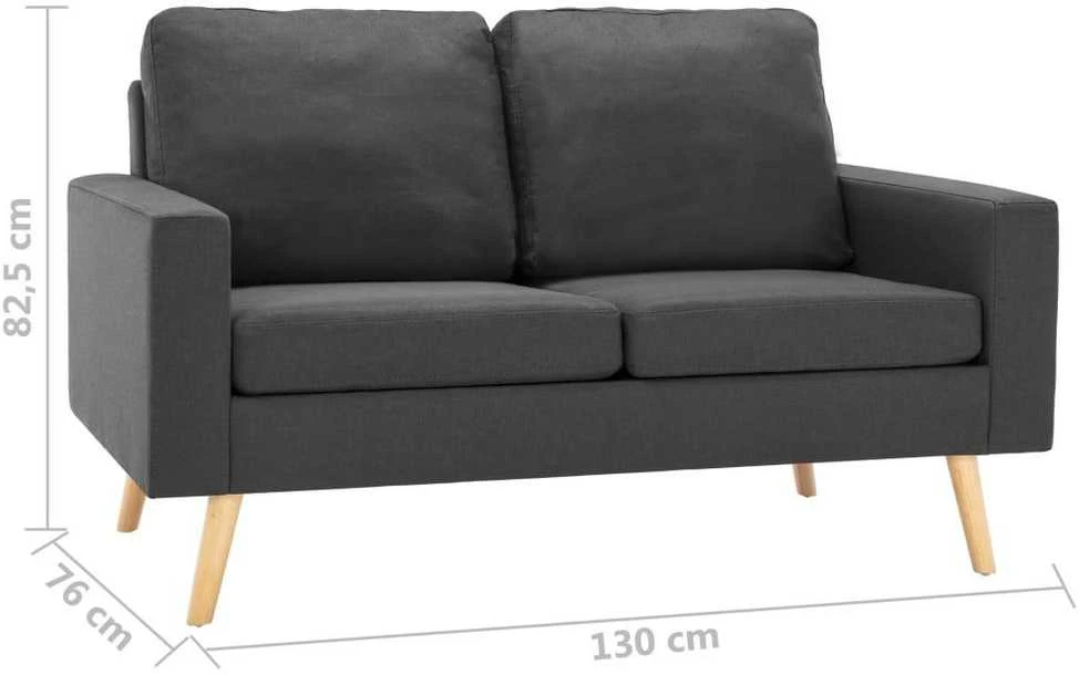 Sofa Sofos komplektas, 2 dalių, tamsiai pilkos spalvos, audinys