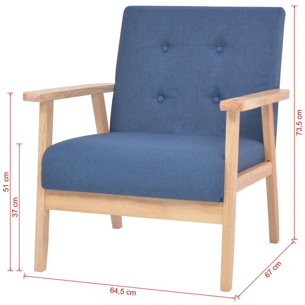 Sofa Sofos komplektas, 2d., audinys, mėlynas