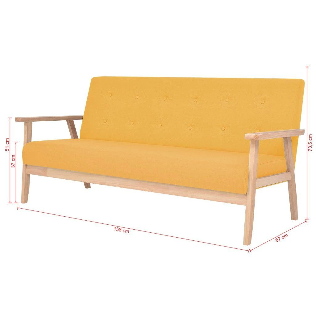 Sofa Sofos komplektas, 3 dalių, audinys, geltonos spalvos